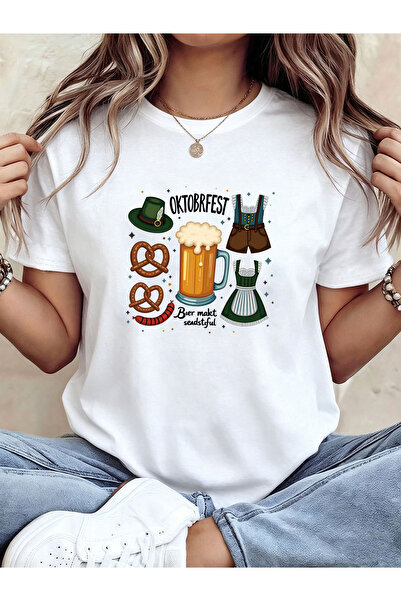 Ekim11 Oktoberfest Beer Makes Wonderful Graphic Print T-Shirt, Short Sleeve C...