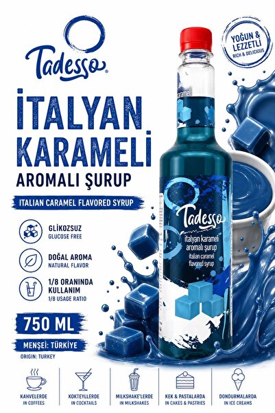 Tadesso İtalyan Karamel Aromalı 750 ML Kahve ve Kokteyl Şurubu