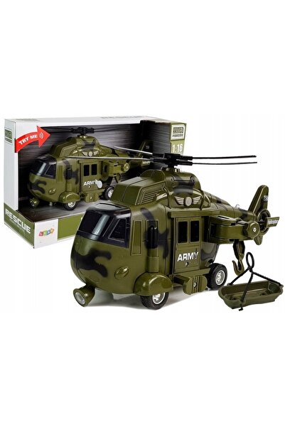 LeanToys Elicopter Militar de Salvare 1:16 cu cârlig, sunet și lumini