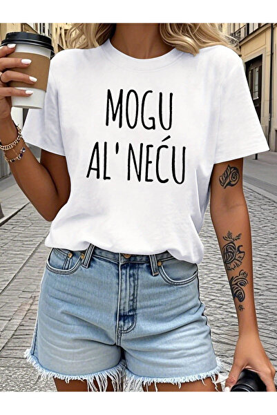 NOURAM تي شيرت نسائي كاجوال بأكمام قصيرة وياقة دائرية من Mogu Al Necu بطباعة ...