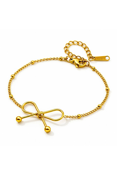 OEM Brățară Urban Bow aurie, din oțel inoxidabil, placată cu aur 18K