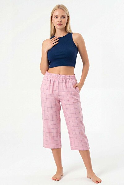 TÜREN Plaid Woven Single Bottom Capri 3617/Pink