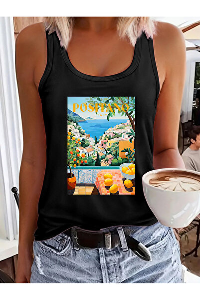 mercoledi Tricou de înot pentru femei, cu imprimeu de vară, cu decolteu scobit