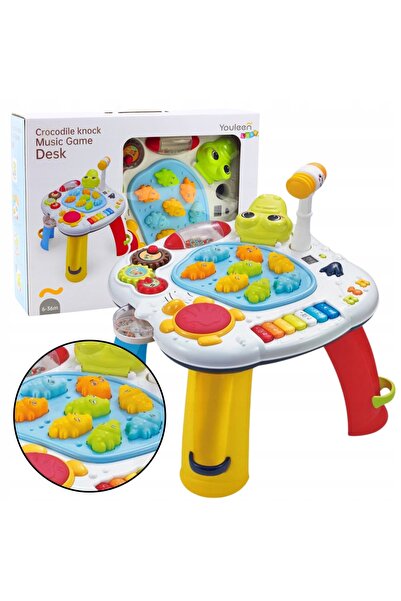 LeanToys Masă educativă interactivă cu muzică și ciocan crocodil