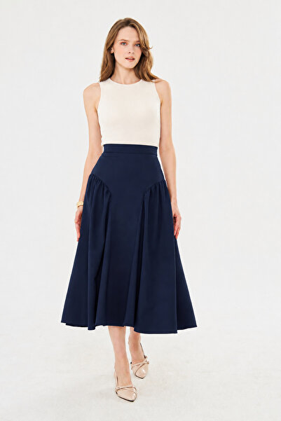 FARBE ER FASHION KHAK Ναυτικό Μπλε Φούστα Μίντι