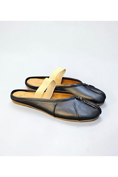 Ega ayakkabı Women's Genuine Leather Flip-Flops with Elastic Straps