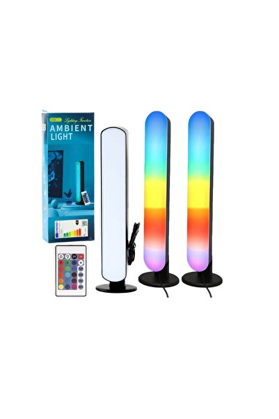 LEAN Set de 2 lămpi ambientale LED RGB cu telecomandă, 16 culori, 24,8 x 4,1 ...