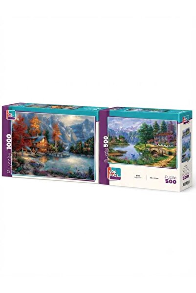 Tıfıl Toys Lonely Nature and Swan Lake Double Set - 1000 + 500 Piece Double P...