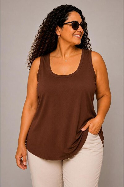 Paw Garage Women's Plus Size Casual Blouse - Square Neck Ribbed Tank Top