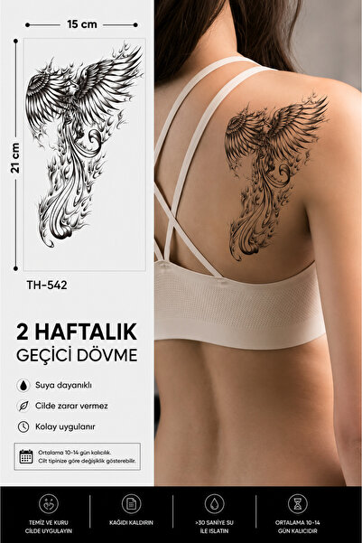 medink tattoo Gerçekci Geçici Anka Kuşu Desenli Dövme Etiket Kadın Erkek Kol ...