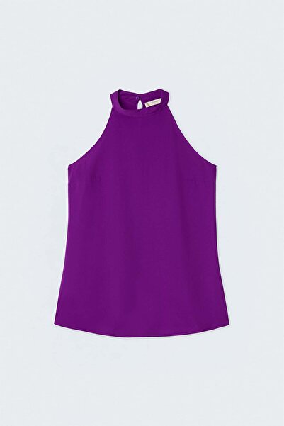 Sateen Halter Neck Blouse - Purple