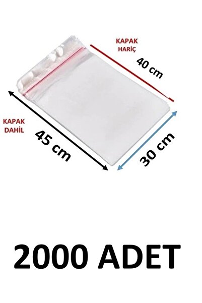 MTKardeşler 2000 Pieces 30 X 40+5 cm Adhesive Transparent Opp Bags Dowry Bags