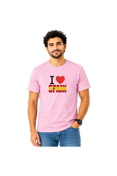 Yoo Street Men’s I Love Spain Graphic Printed T-Shirt – Spanish Flag Design M...