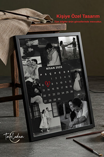 tablodea Kişiye Özel Fotoğraflı Takvim Tablo TD Romantik Sevgililer Günü Hedi...