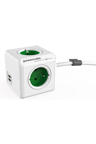 OEM Allocacoc® PowerCube | Extended USB| Πολύπριζο 4 θέσεων & 2 USB – Πράσινο...
