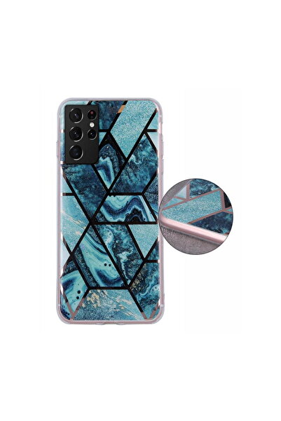 OEM Geometric Marmur Case for Samsung Galaxy S21 Plus dark blue