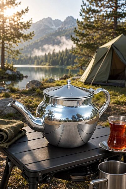 FAYAT HEDİYELİK Gümüş Renk Paslanmaz Çelik Kamp Demliği – Piknik, Outdoor ve ...