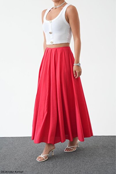 CADDELAMODA Tencel Fabric Premium Skirt with Reverse Stitching Detail