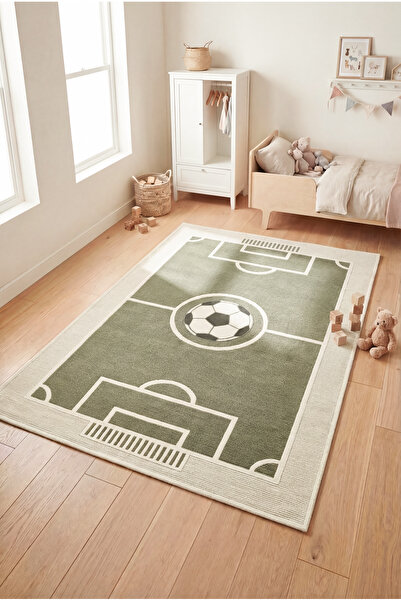 Konfor Halı Kids 6004 Yeşil Futbol Sahası Dokuma Çocuk Odası Halısı Tozumaz Y...