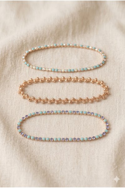 ZGNOVA Handmade Dorika Beaded Special Design 3Rd Bracelet Set