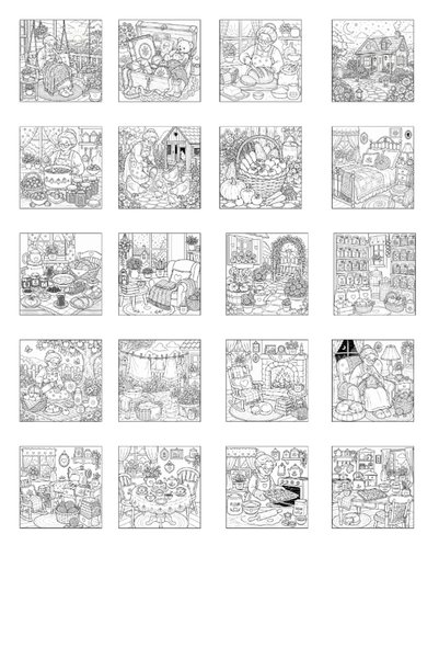 birikiyedi Grandma's House Coloring Book/Grandma-Grandmother-Grandma's House Themed Coloring Book for Adults and Children/(Bold & Easy)