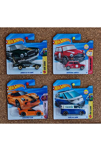 HOT WHEELS 4'lü Araba Seti - 4 Farklı Model - Jaguar / Mini Cooper / Lotus / ...