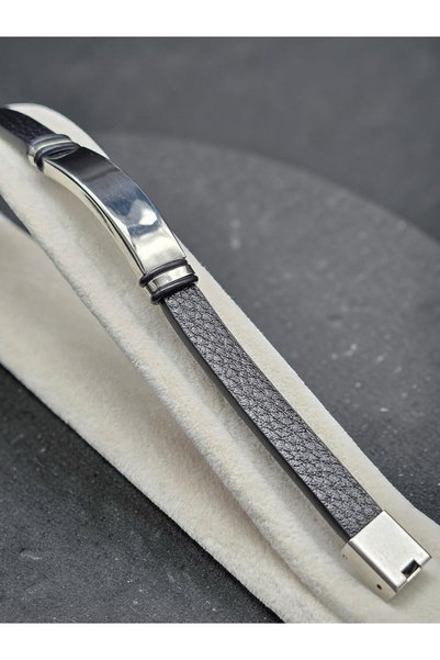 tgtakgüzelleş Leather Steel Men's Bracelet