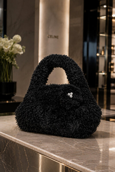HEDYONE Teddy Plush Women's Shoulder Bag White, Black – Stylish Handbag with ...