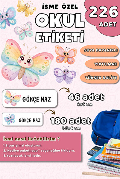 Hume Craft 226 Adet Kişiye Özel Okul Etiketi Kalem Defter Etiketi Özel Isim Y...