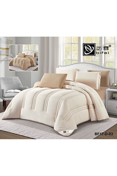 BIET ALMAFROSHAT 6-Piece Double-Sided Plain Quilted Bedspread Set with a Bed ...