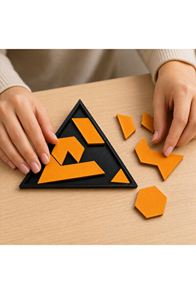 sportivoshop Puzzle logic tangram in forma de triunghi, 8 piese, joc educativ...