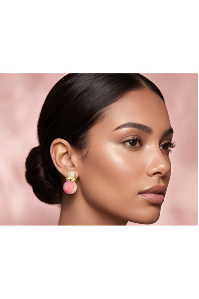 KARE ACCESORIES أقراط رخامية وردية اللون مرصعة بالزركون