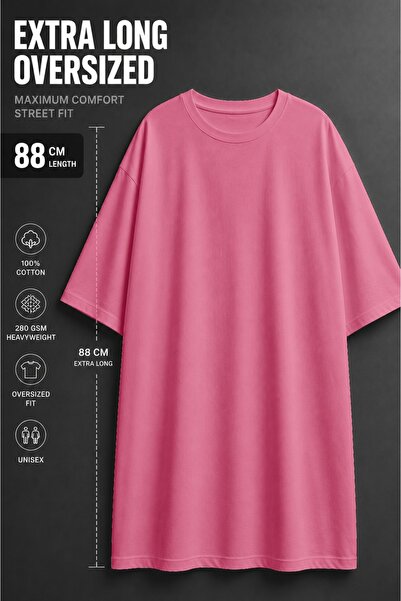 JANTIL MODA Tricou tunică de bază, supradimensionat și extra lung, pentru fem...