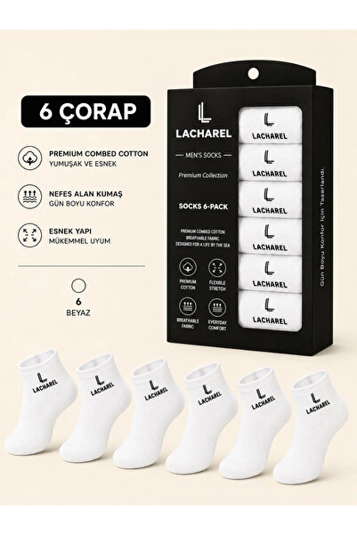 Asmedo Men's Cotton Booties Socks 6 Pack Short Ankle Casual Sports - White