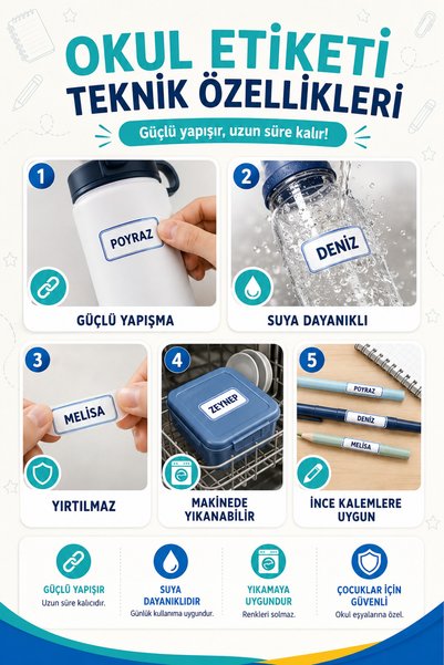 Sim Tasarım Kuromi Okul Etiketi Kalem Defter Etiketi Özel İsim Yazılabilen Etiket 286 Adet İsim Etiketi