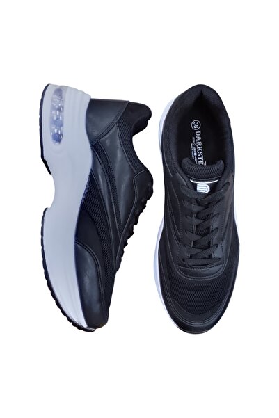 DarkStep Comfortable Fit Breathable Daily Use Black Color White-Soled Sports ...