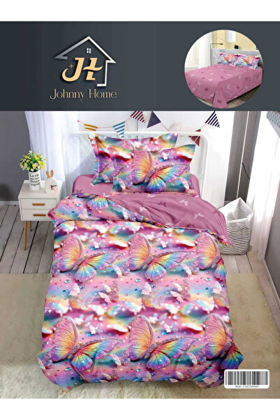 Pucioasa Set de lenjerie de pat cu fluturi colorați pe fundal roz-P150