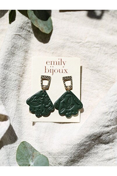 Handmade Earrings - Boho khaki with gold accessory