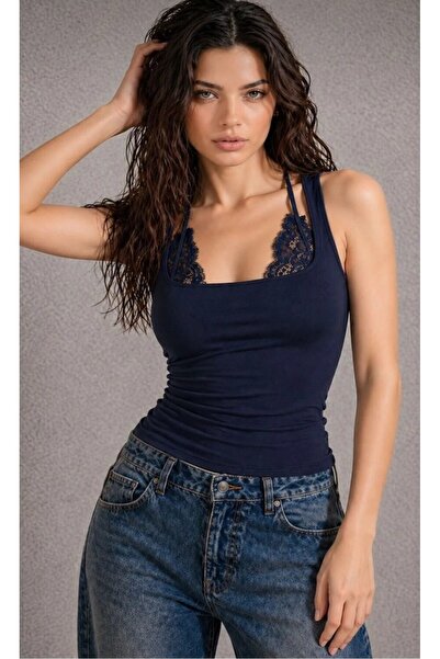 Tight Lady Seamless, Double Layered, Square Neckline, Lace Detail, Ultra Soft...
