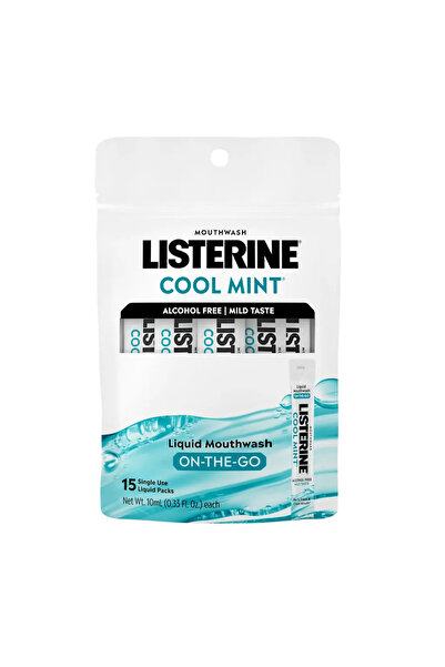 Listerine Pliculețe de apă de gură mentolată răcoritoare, fără alcool, 15 pli...