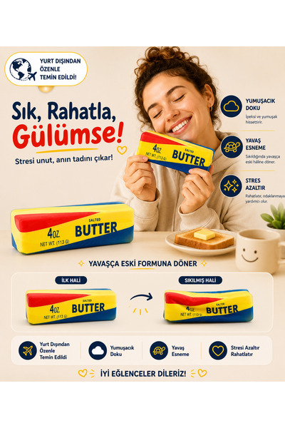 Butter Squishy Üç Renkli Stres Oyuncağı Slow Rising Süper Yumuşak Sıkılabilir Antistres Oyuncak