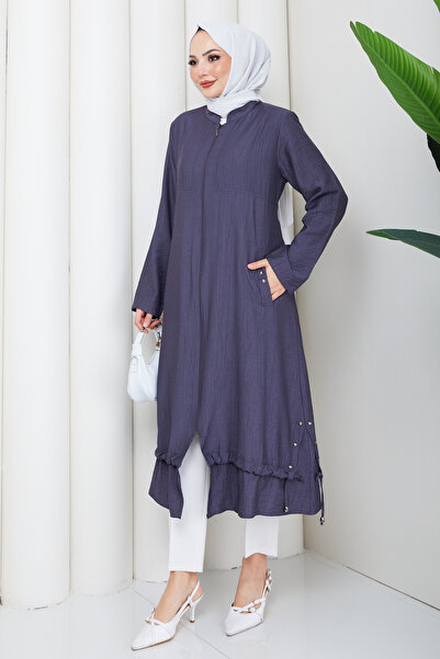 Pamuk Butik تنورة نسائية بجيوب وتفاصيل حجرية وغطاء بسحاب للإغلاق