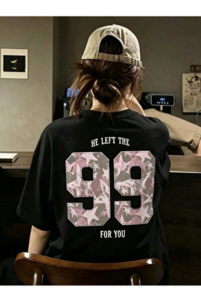 Oceanwear 99 Rakam for You Back and Chest Printed Crew Neck Short Sleeve Whit...