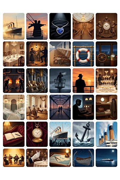 Store 60 Adet Titanic Temalı Sticker Seti - 2 Sayfa - Laptop Defter İçin