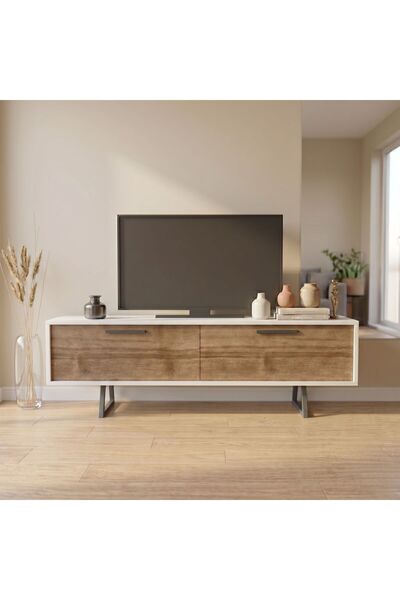lagomood NOVA Tv Ünitesi Beyaz Ceviz 150cm