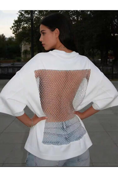 Weekeep Γυναικείο μαύρο μπλουζάκι oversize με πέτρινη κεντητή λεπτομέρεια στη...