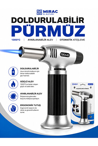 Janissary Doldurulabilir Pürmüz Torch-400 Gazlı Alev Çakmağı | 1300°C Ayarlan...