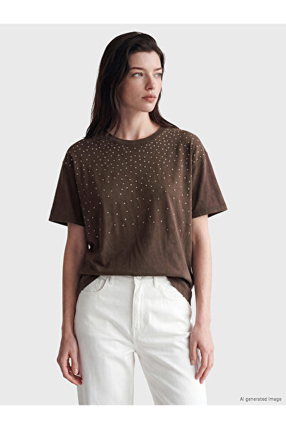 LC Waikiki Tricou de damă din bumbac 100% cu strasuri