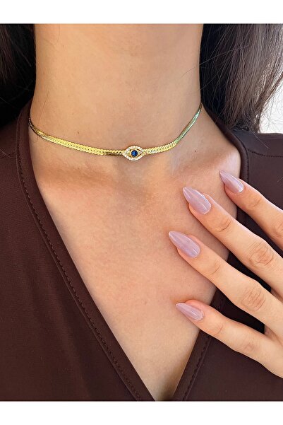 925 Ayar Gümüş Nazar Göz Choker Kolye