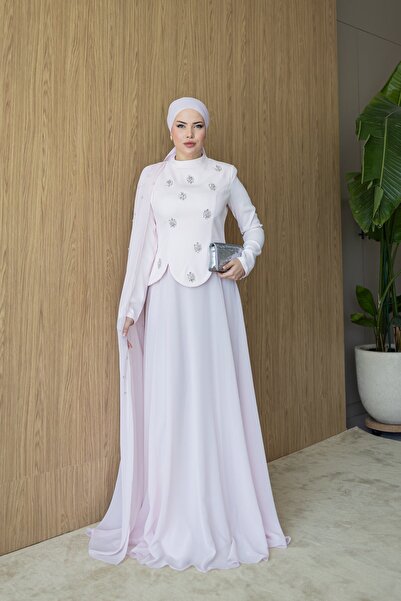OZELİMMODA Lidya Pelerin Abiye | Pembe